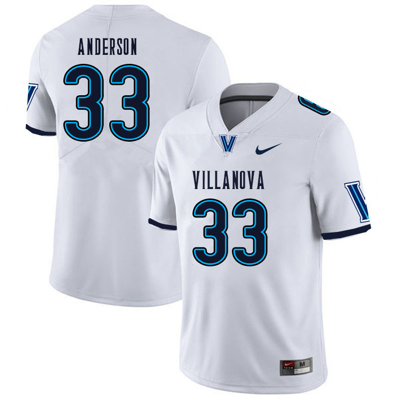 Men #33 Trajan Anderson Villanova Wildcats College Football Jerseys Sale-White - Click Image to Close